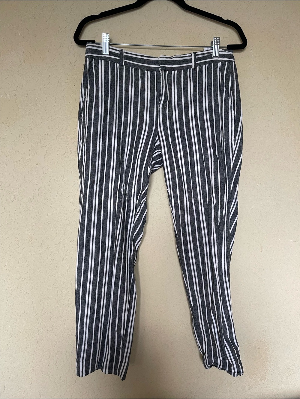 Banana Republic Black and White Vertical Stripe Trousers